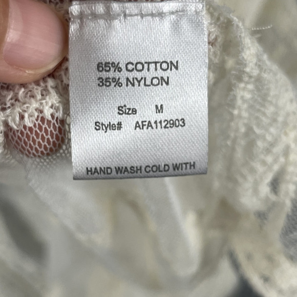 Woven Heart Lace Boho Dress Womens Medium Ivory Sheer Mesh Embroidered Fairy NEW - Picture 9 of 15